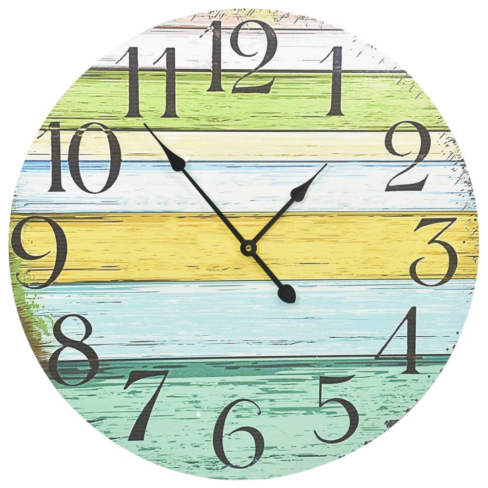 Horloge murale multicolore 60 cm mdf