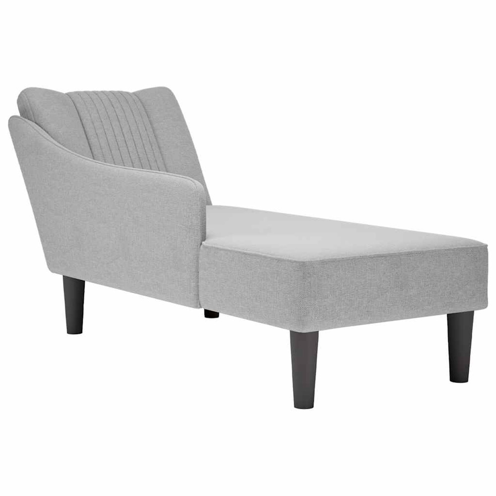 Fauteuil long avec accoudoir droit gris nuage tissu