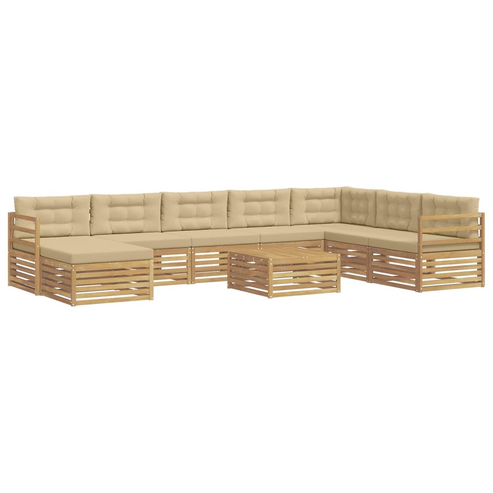 Ensemble de canapés d'extérieur 9 pc blanc et beige polyester
