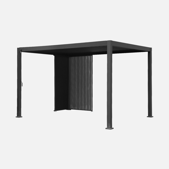 Pergola bioclimatique aluminium 4x3m + persiennes verticales 100cm et 130cm triomphe
