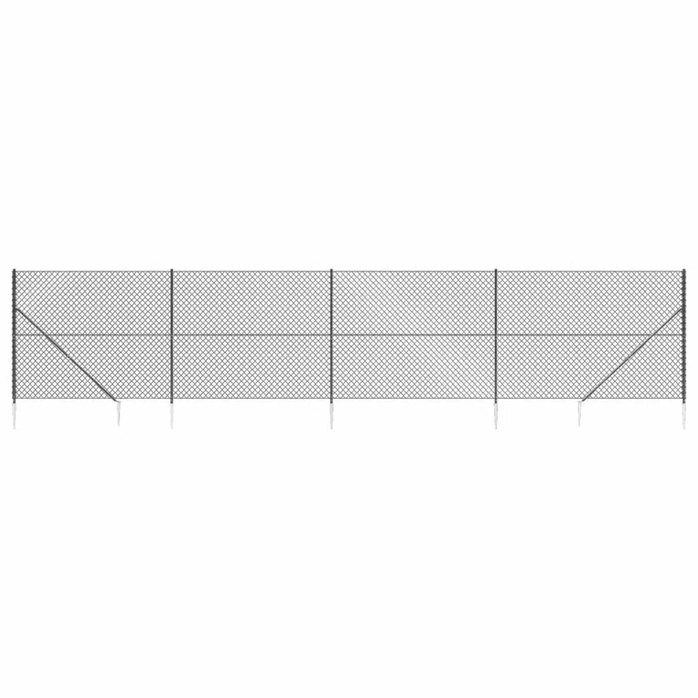 Clôture à mailles losangées avec ancrage anthracite 1,4x10 m