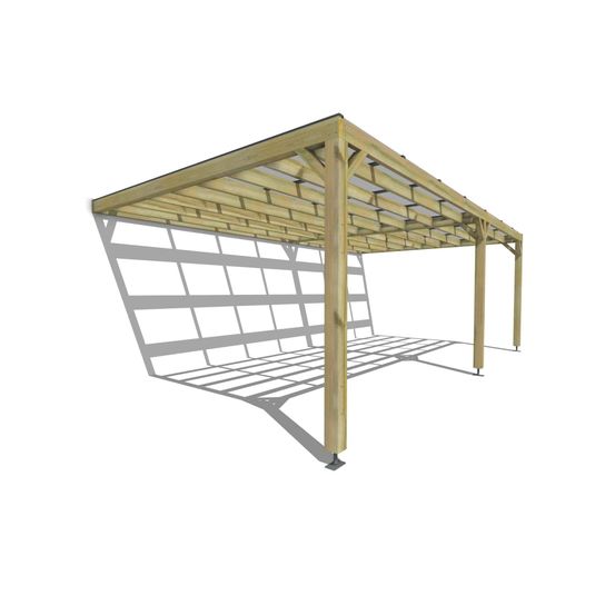Pergola bois • 7m x 4m • adossée • sens largeur • couverture étanche transparente incluse • livraison comprise