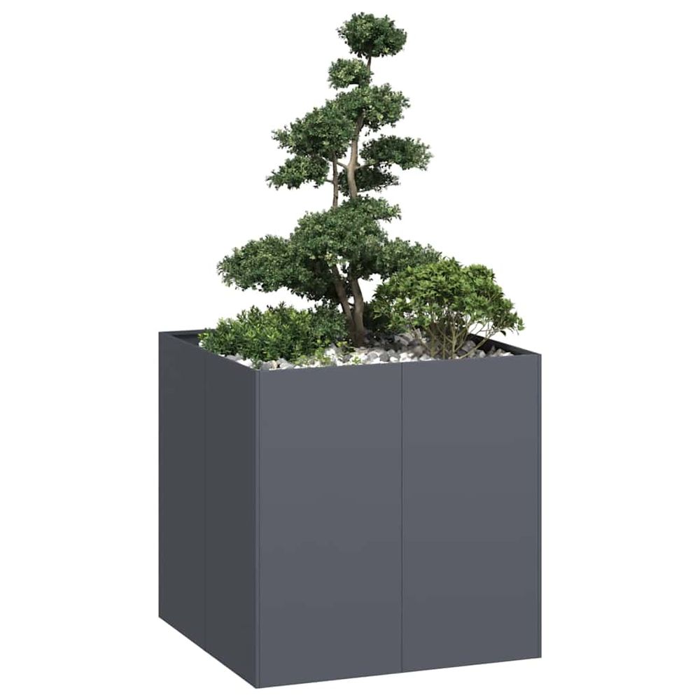 Potager surélevé cubique en acier anthracite 80x80x80 cm