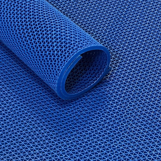 Tapis quadrillé ultra grip avec structure en s - largeur 120 cm - par mètre linéaire - bleu