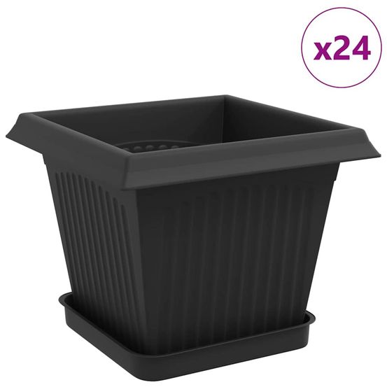 Pots de plantes 24 pc noir plastique