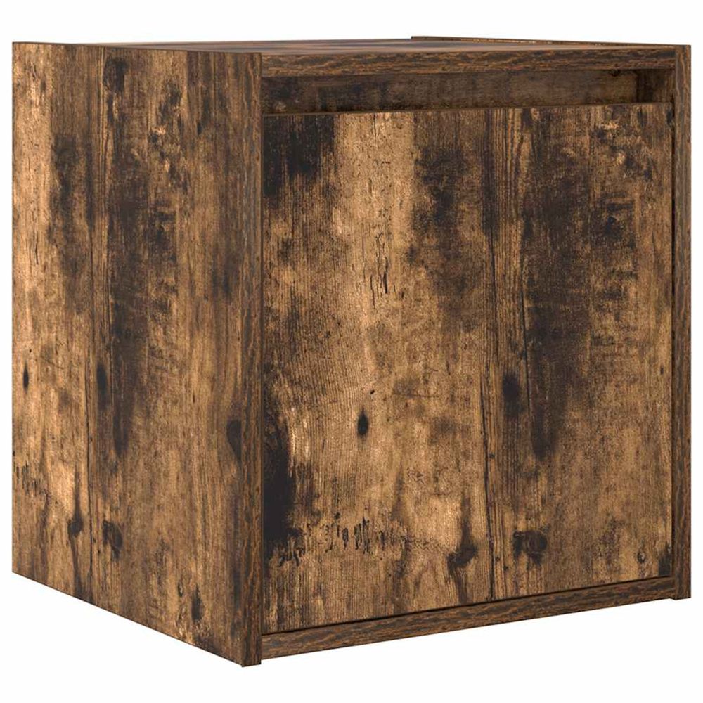 Table de chevet murale chêne fumé 38x34x40 cm