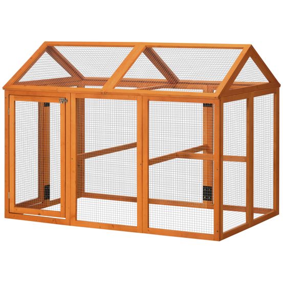 Enclos poulailler modulable bois sapin jardin volière spacieuse 140x88cm orange