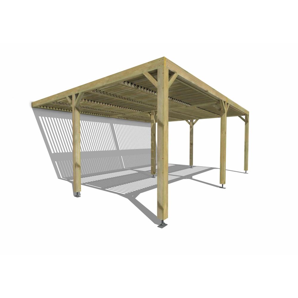 Pergola bois • 6m x 5m • adossée • sens largeur • lames orientables bioclimatiques incluses • livraison comprise