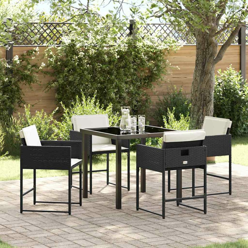 Ensemble de salle à manger pour jardin 5 pcs noir polyrotin