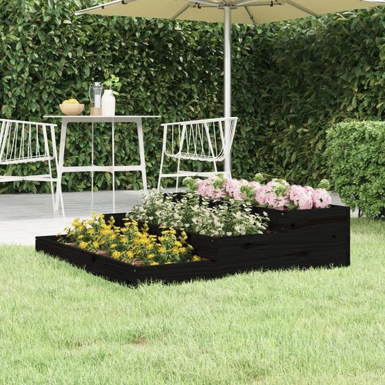 Carré potager surélevé en pin 3 niveaux pour jardin 107 cm noir