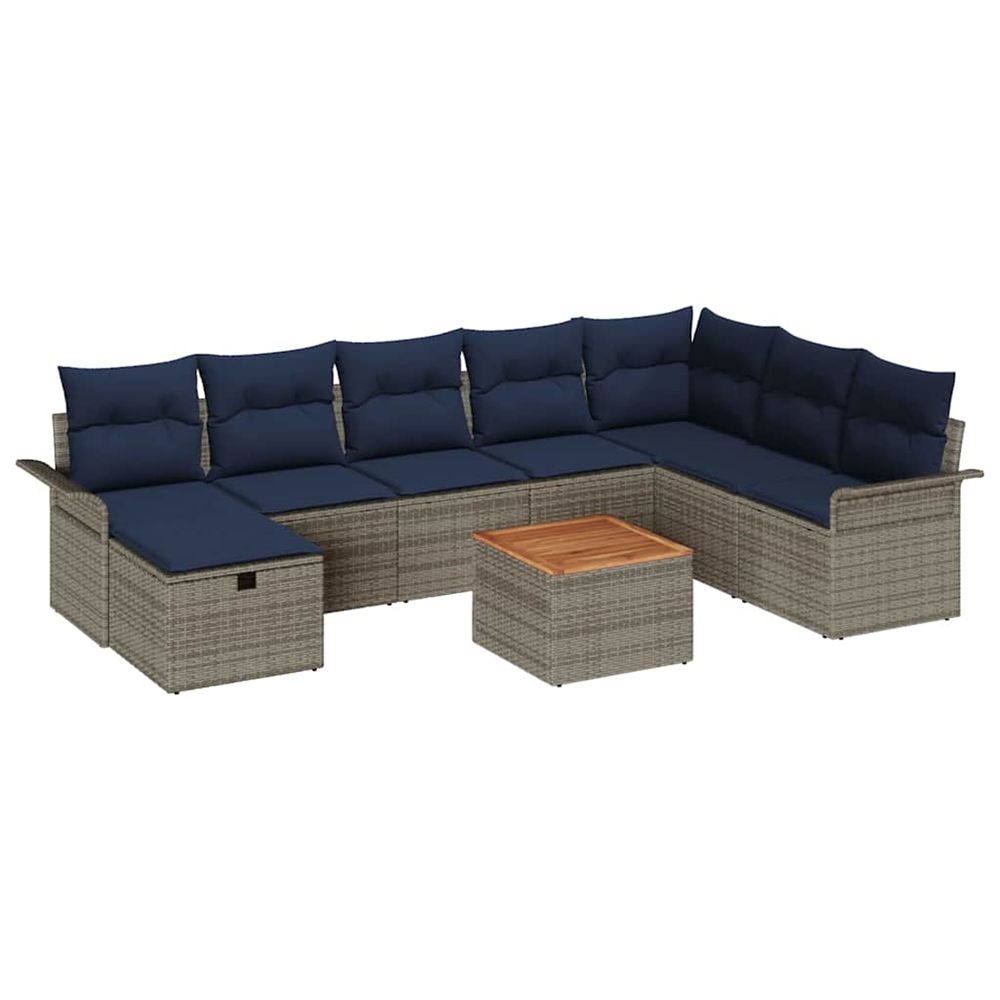 Ensemble de canapé de jardin 9 pc gris poly rotin