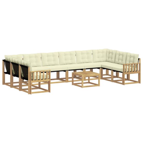 Ensemble de canapés d'extérieur 11 pc blanc et crème