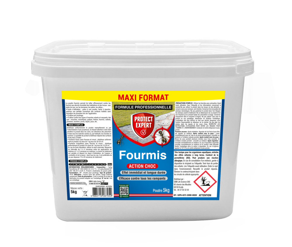 Protect expert anti fourmis - 5kg - abords de la maison - action choc & longue durée - efficace contre tous les insectes