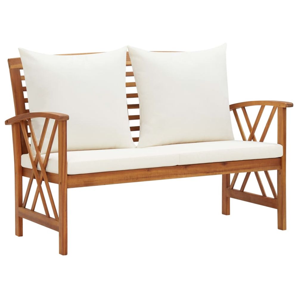Banc de jardin avec coussins 119 cm