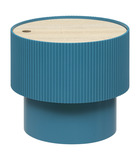 Table à café avec coffre de rangement en bois peint bleu d 38,5 x h 35 cm