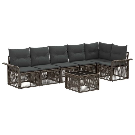 Ensemble de canapé de jardin 7 pc gris polyrotin