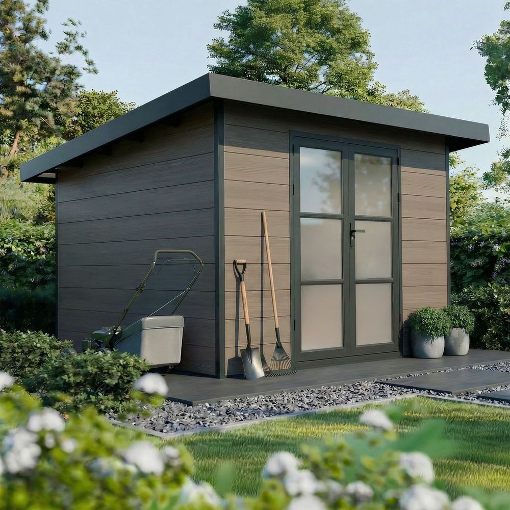 Abri de jardin composite alma - 9m2 gris - cabane de jardin