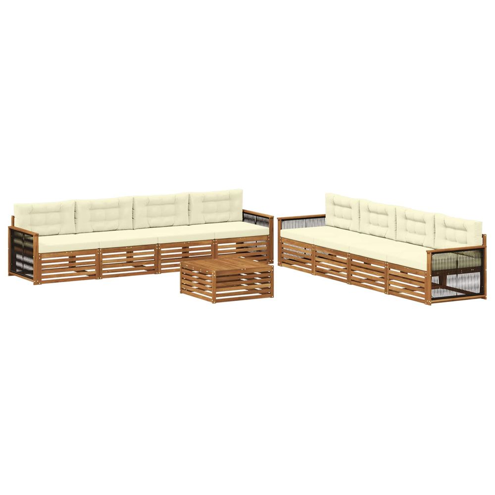 Ensemble de canapés d'extérieur 9 pc naturel et crème