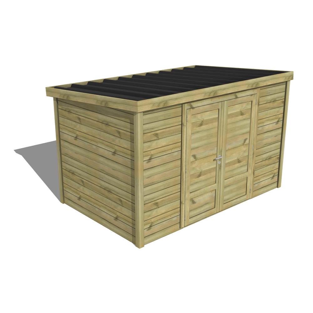Abri de jardin bois pin traité autoclave 27mm - essentiel - 3,44x2,14m / 7m2 - bac acier - abri français