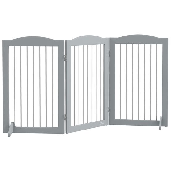Barrière de sécurité pliable pour chien mdf acier pour escalier porte 154x80 cm gris