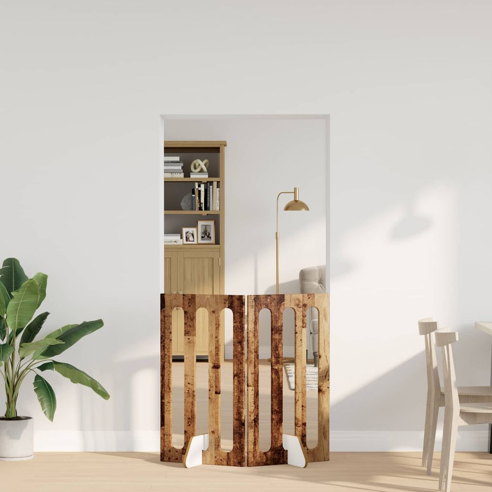 Barrière clôture pliable modulable pour animaux en bois intérieur montage sans perçage 100x38x90cm chêne