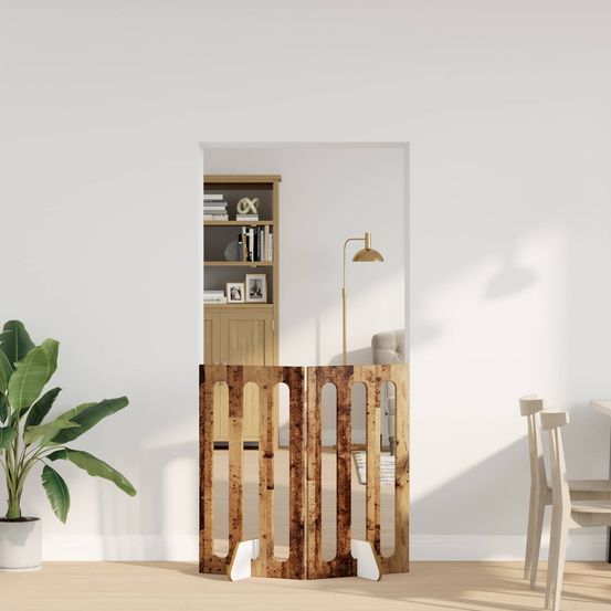 Barrière clôture pliable modulable pour animaux en bois intérieur montage sans perçage 100x38x90cm chêne