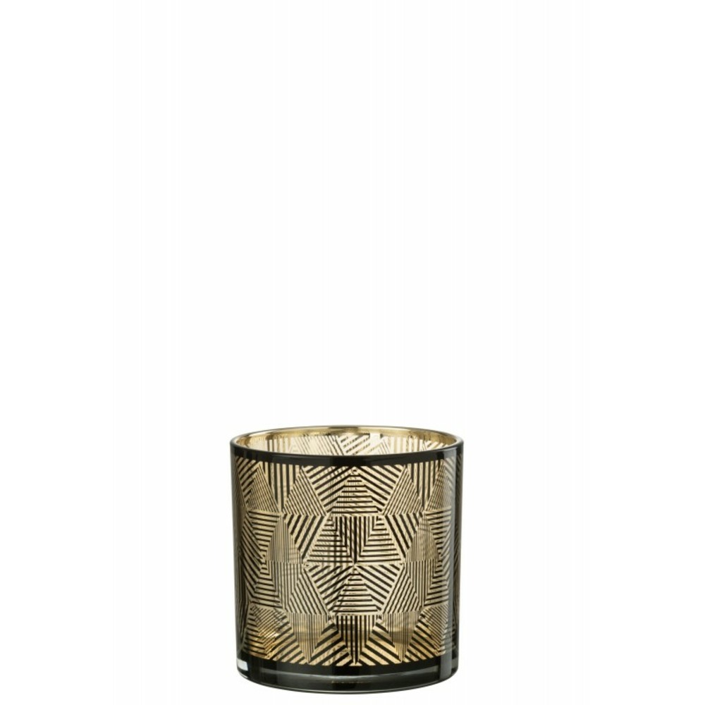 Photophore motif triangles en verre brun 15x15x15cm