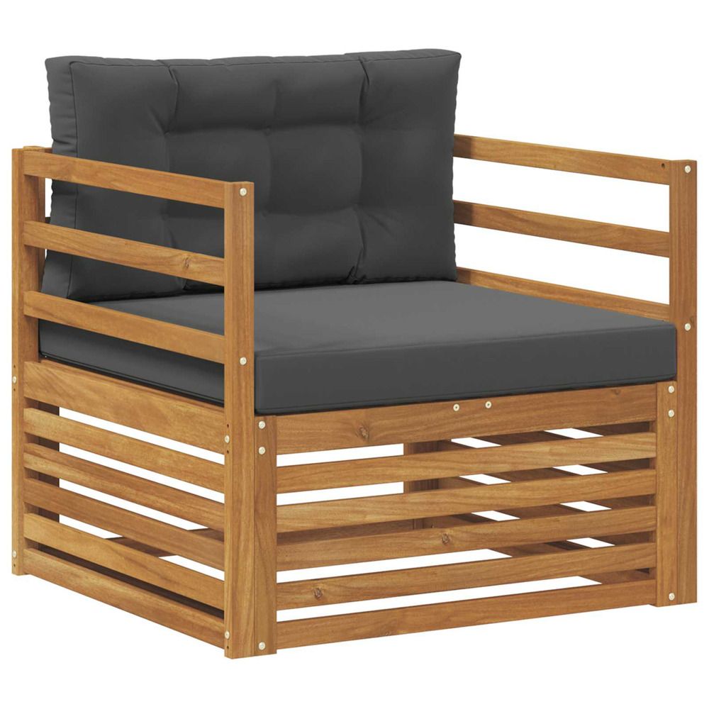 Canapé d’extérieur bois d'acacia massif et polyester