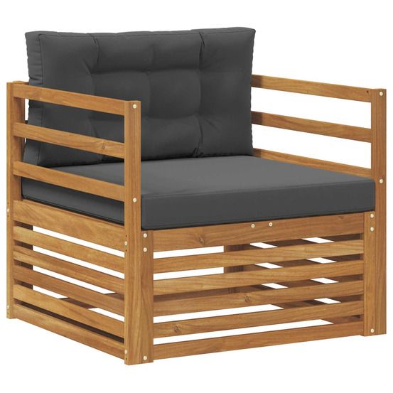 Canapé d’extérieur bois d'acacia massif et polyester