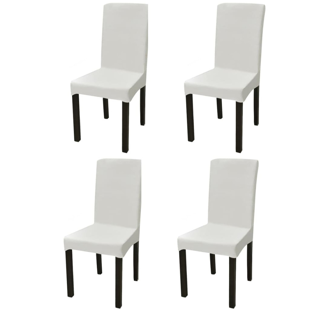 Housse de chaise droite extensible 4 pcs crème