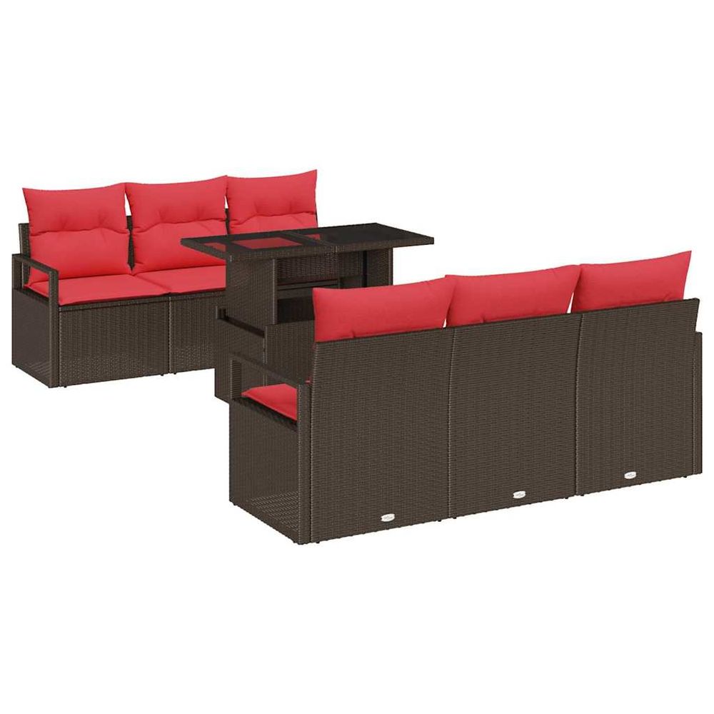 Ensemble de canapé de jardin 7 pc marron poly rotin