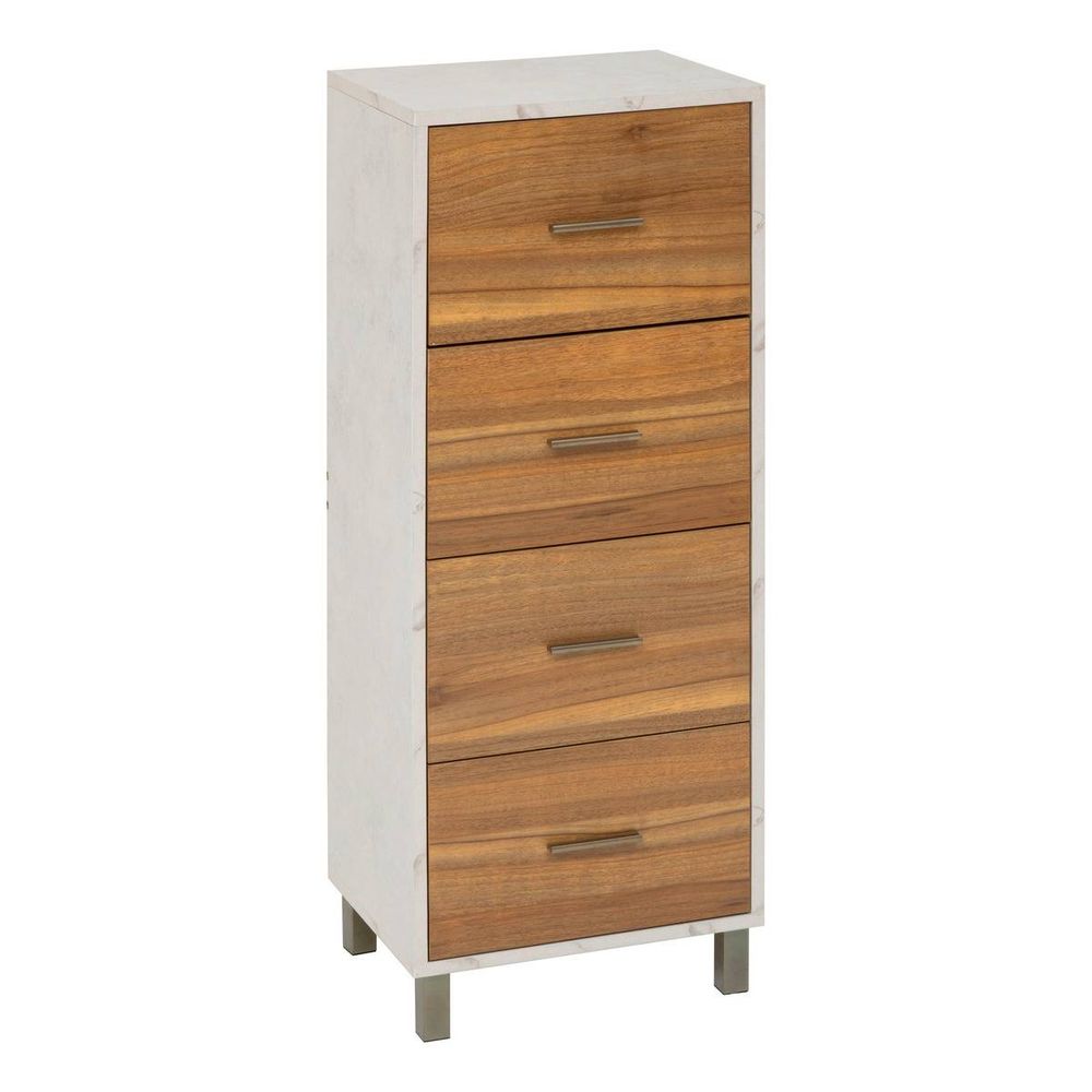Meuble de salle de bain come 4 tiroirs bois et effet marbre