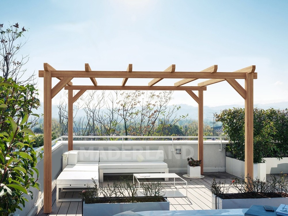 Pergola en bois autoportante - modèle sitges - 400 x 400 cm