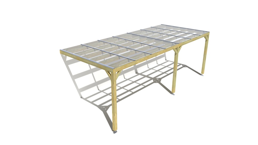Pergola bois • 7m x 3m • adossée • sens largeur • couverture étanche transparente incluse • livraison comprise