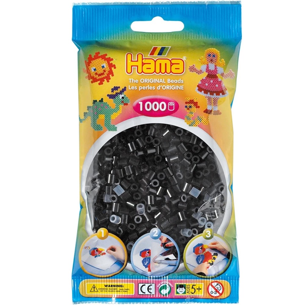 Sachet 1000 perles plastique midi noir