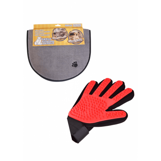 Pack animaux tapis et gant de toilettage ™ - noir- adulte