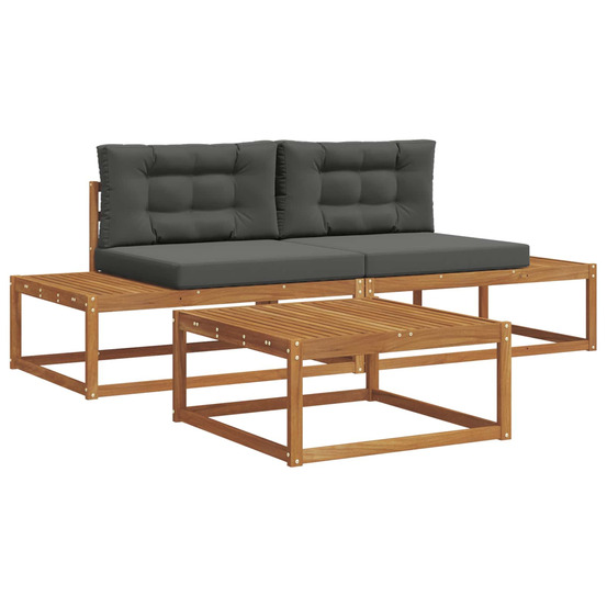 Ensemble de canapés d'extérieur 3 pièce naturel et anthracite