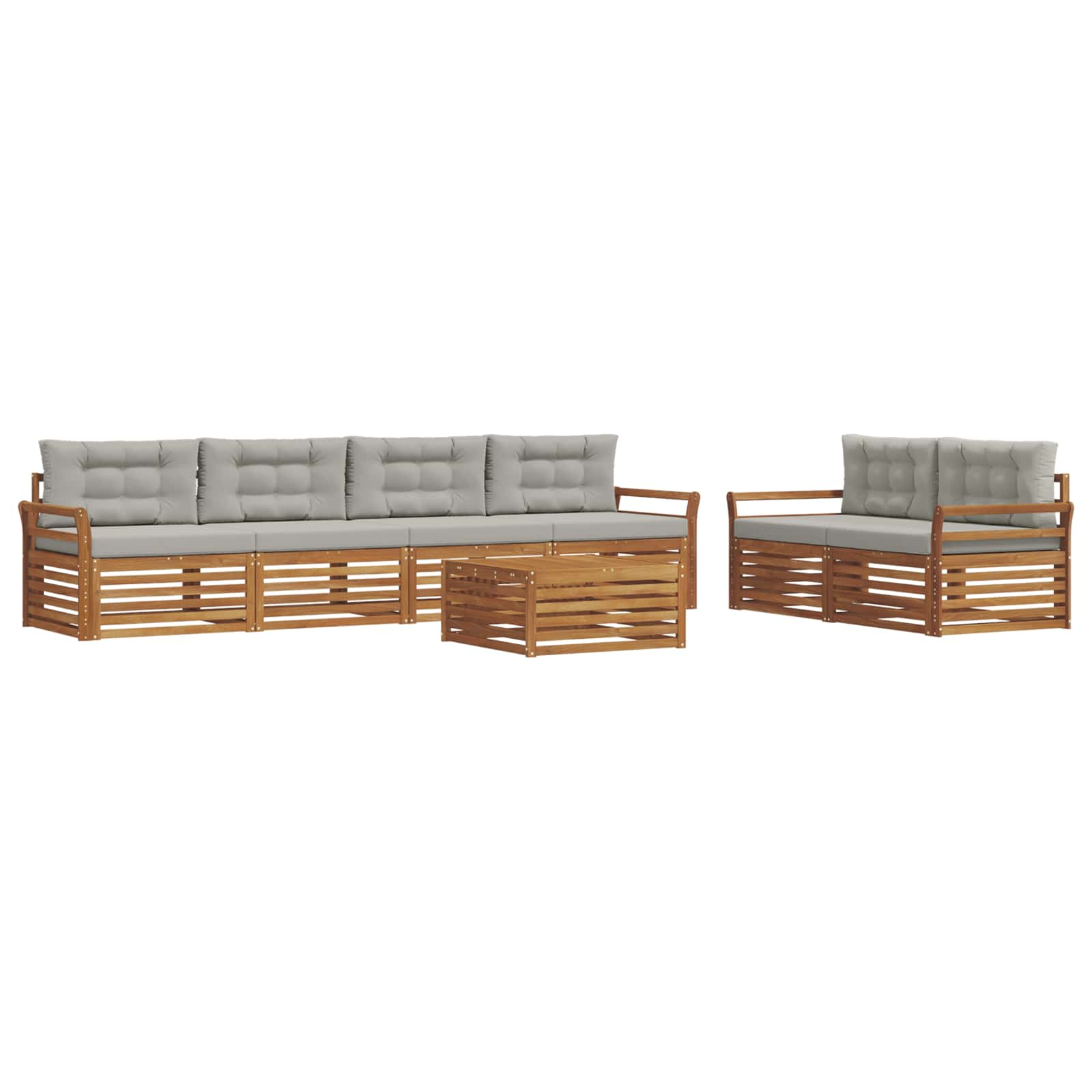 Ensemble de canapés d'extérieur 7 pcs gris naturel et clair