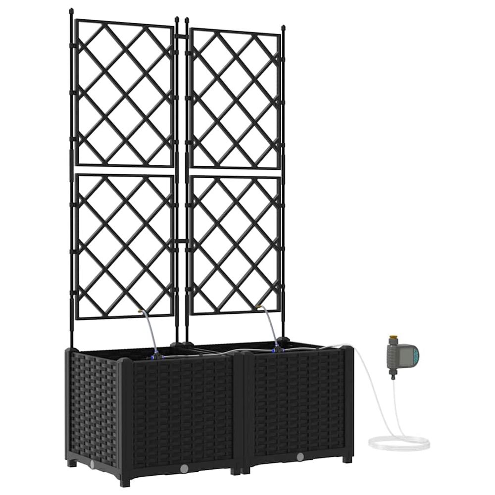 Cache-pot de jardin 2 pc noir 80 x 40 x 142 cm pp