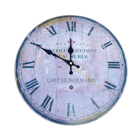 Horloge murale décorative vintage ancien salon bois noir beige 35 cm