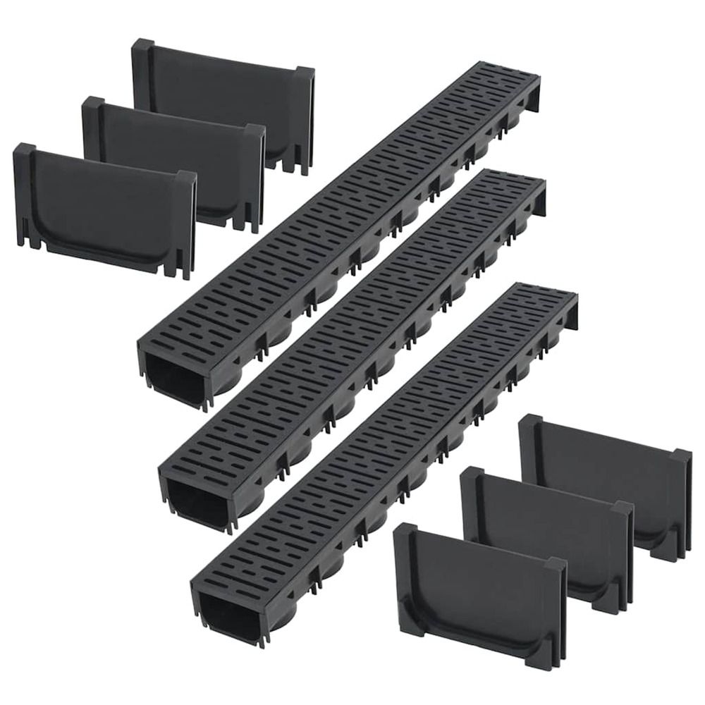 Caniveau de drainage 3 pcs plastique 3 m