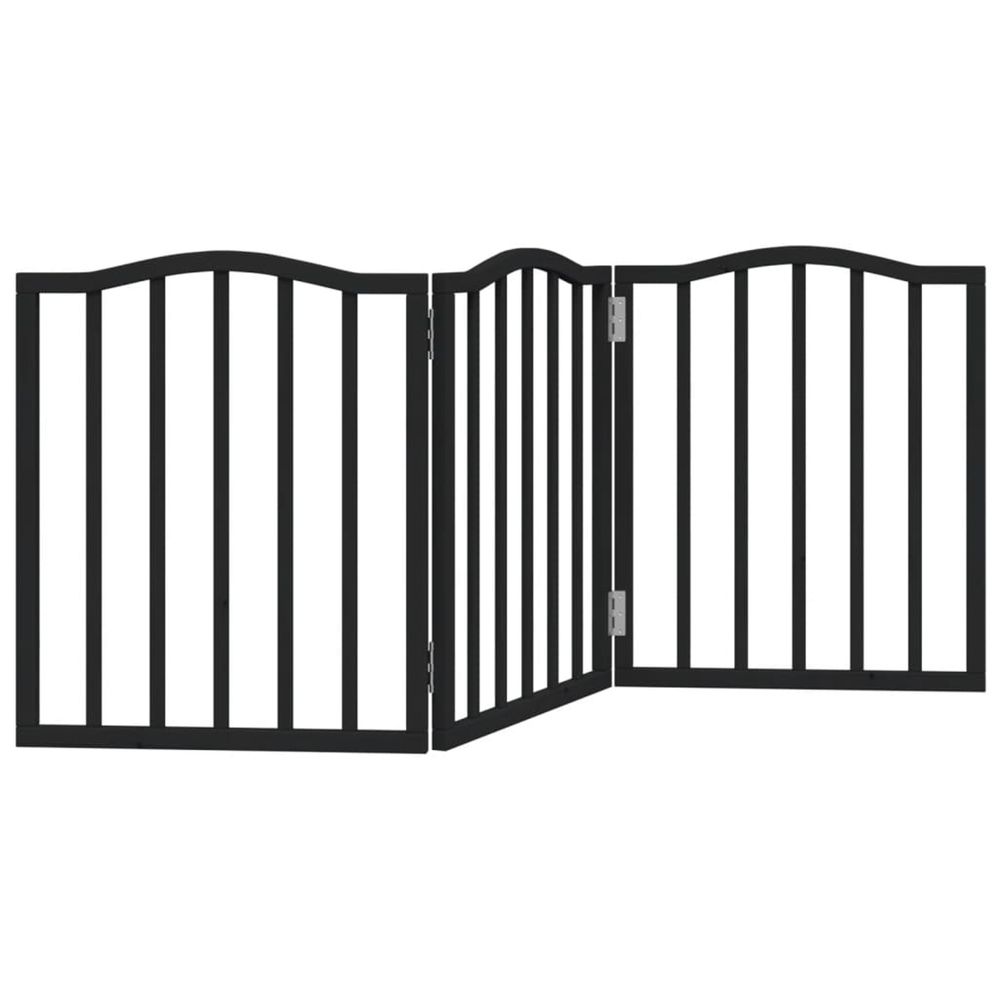 Barrière pour chien pliable 3 panneaux noir bois de peuplier
