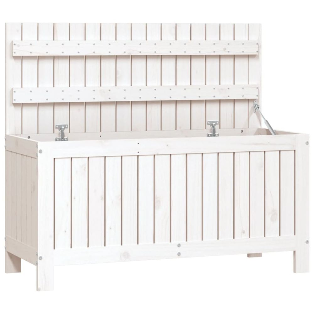 Boîte de rangement de jardin blanc 108x42,5x54 cm bois de pin