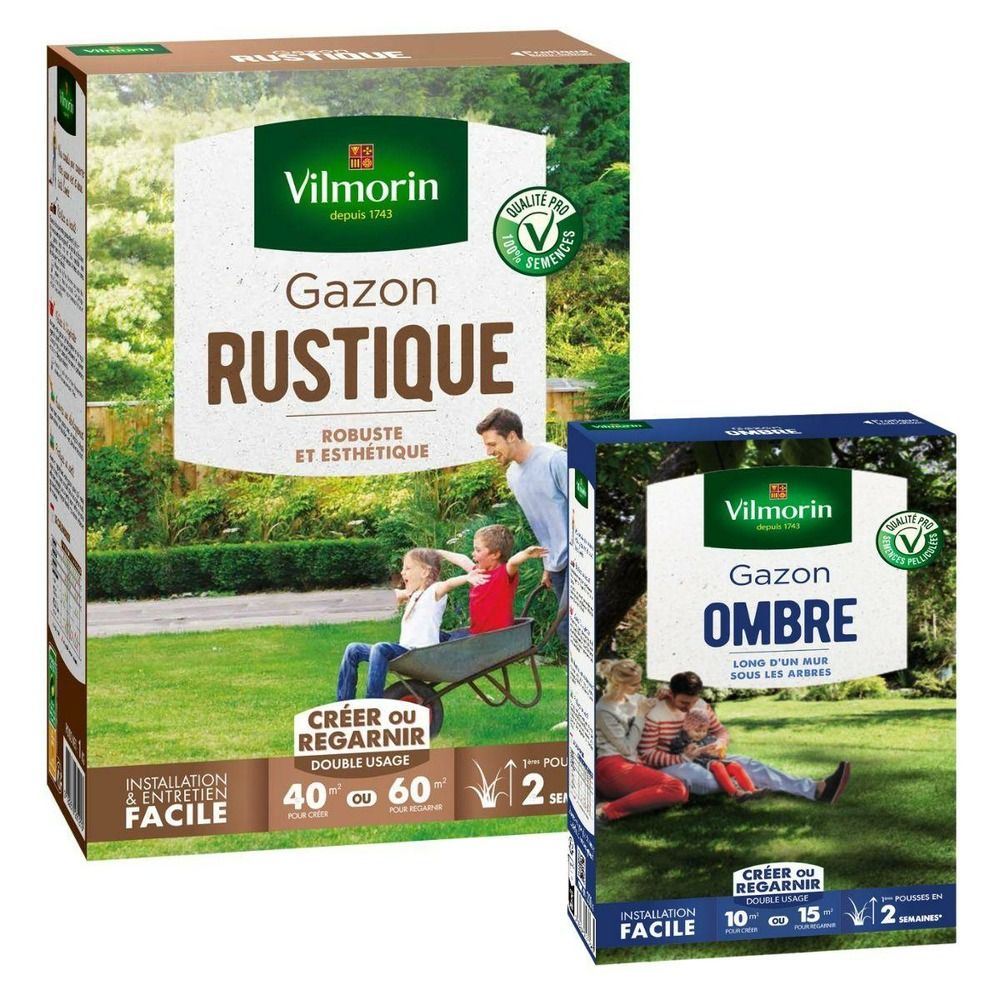 Gazon rustique - 1 kg + gazon ombre - 250 g
