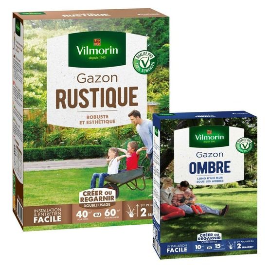 Gazon rustique - 1 kg + gazon ombre - 250 g