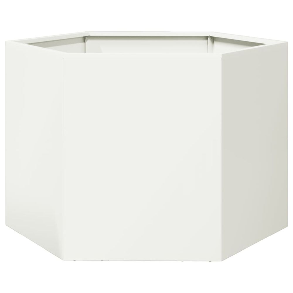 Jardinière d'extérieur blanc hexagone 69x60x45 cm acier