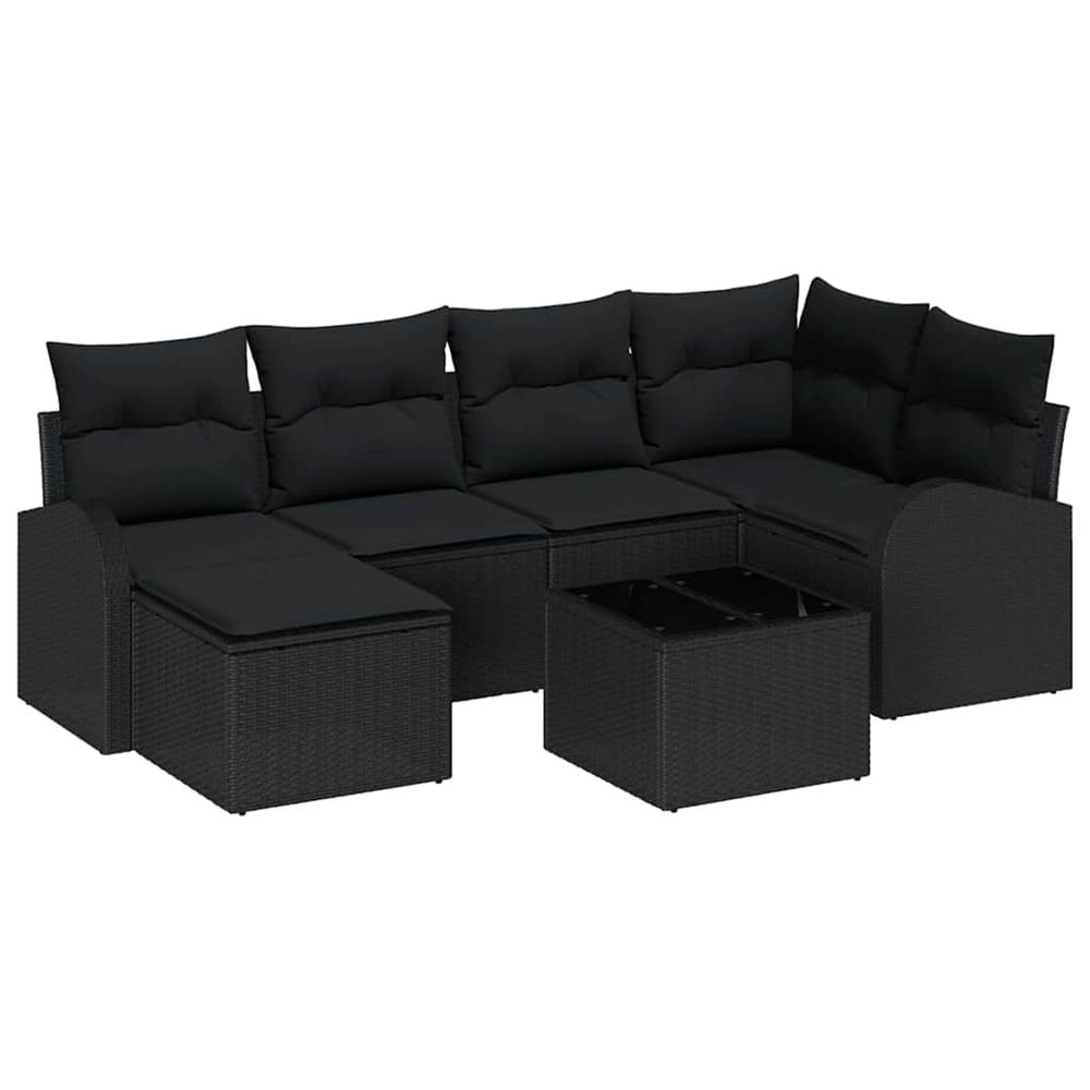 Ensemble de canapés 7 pc noir polyrotin