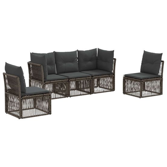 Ensemble de canapé de jardin 5 pc gris polyrotin