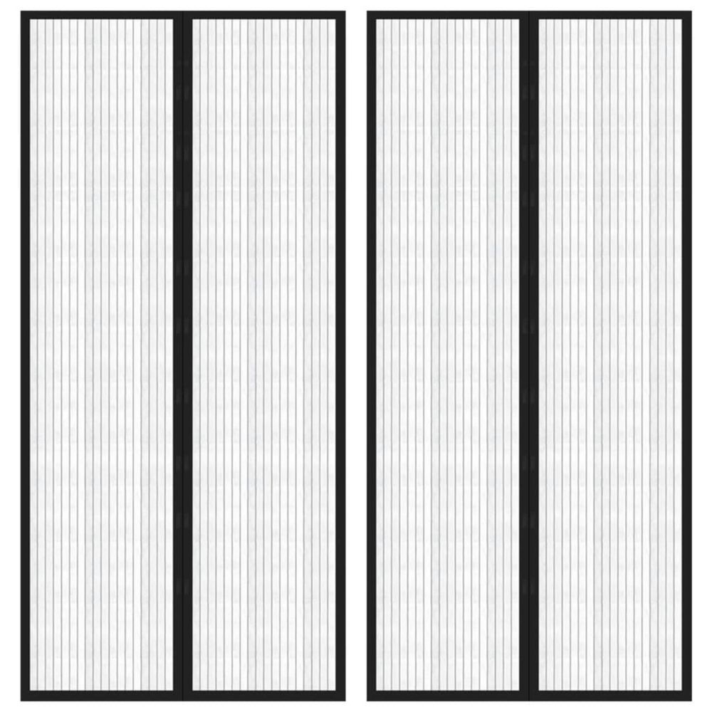 Rideaux de porte anti-insectes 2 pcs et aimants noir 220x110 cm