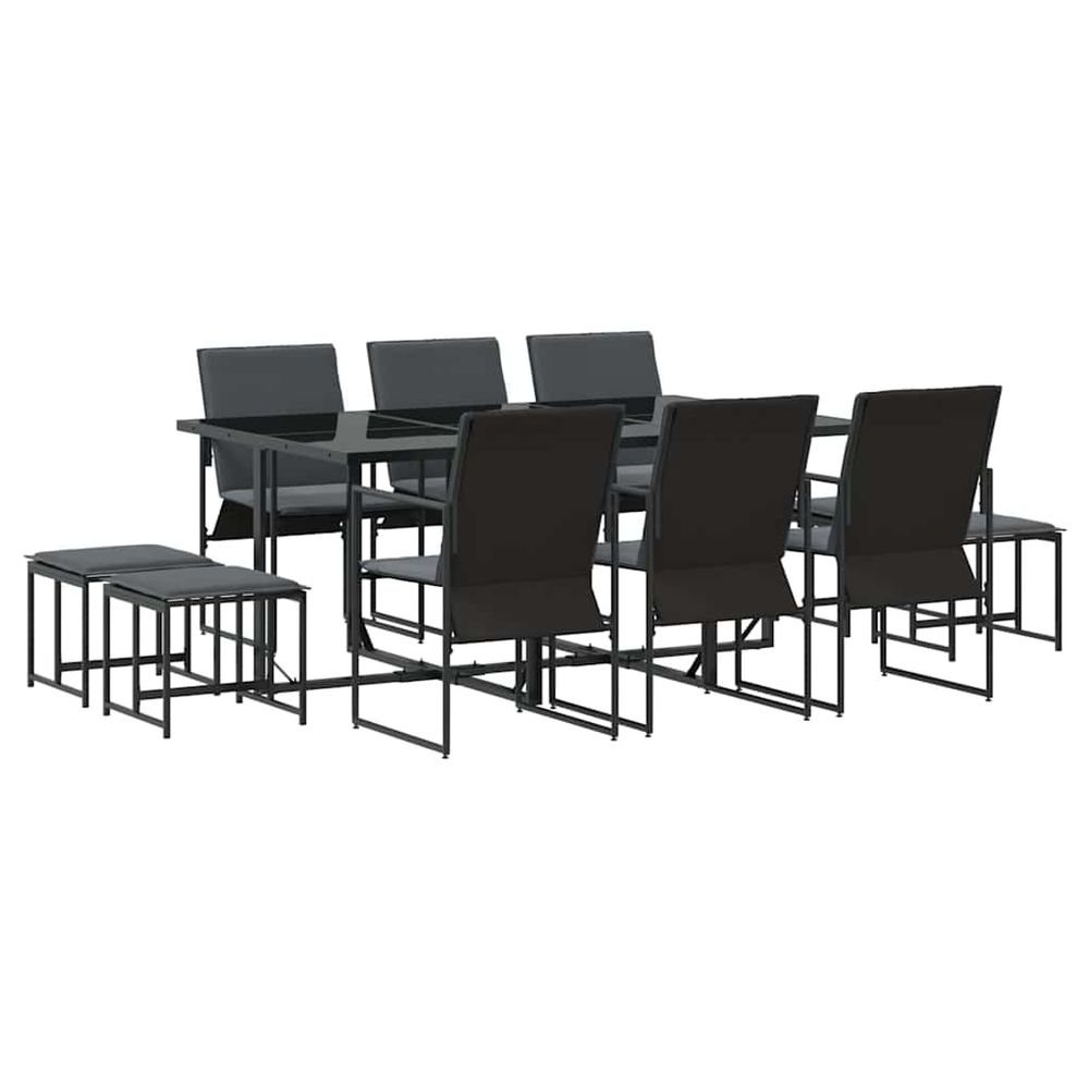 Ensemble de salle à manger pour jardin 11 pc noir acier